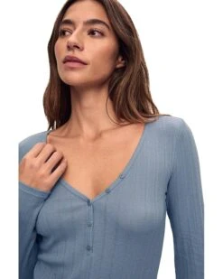 Eberjey Pointelle V-Neck Henley | Sleepwear -Daily Wear Shop 81IncKQaOrL. AC SR736920