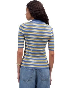 Madewell Stripe Remi Cotton Compact Zip Polo | Shirts & Tops -Daily Wear Shop 81Q6ucCtcVL. AC SR736920