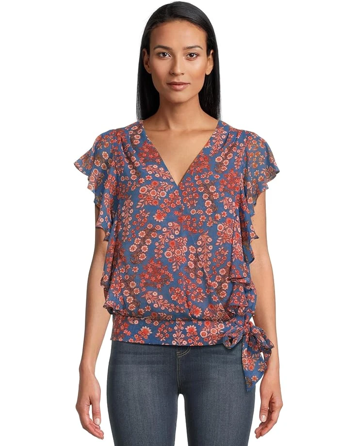 Liverpool Los Angeles Short Sleeve Ruffle Sleeve Draped Front Woven Blouse | Shirts & Tops 3 Liverpool Los Angeles Short Sleeve Ruffle Sleeve Draped Front Woven Blouse | Shirts & Tops