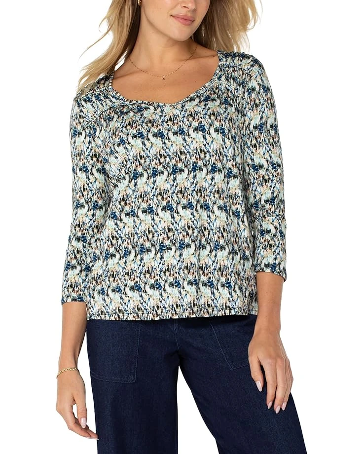 Liverpool Los Angeles 3/4 Sleeve Shirred Detail Knit Top | Shirts & Tops 3 Liverpool Los Angeles 3/4 Sleeve Shirred Detail Knit Top | Shirts & Tops