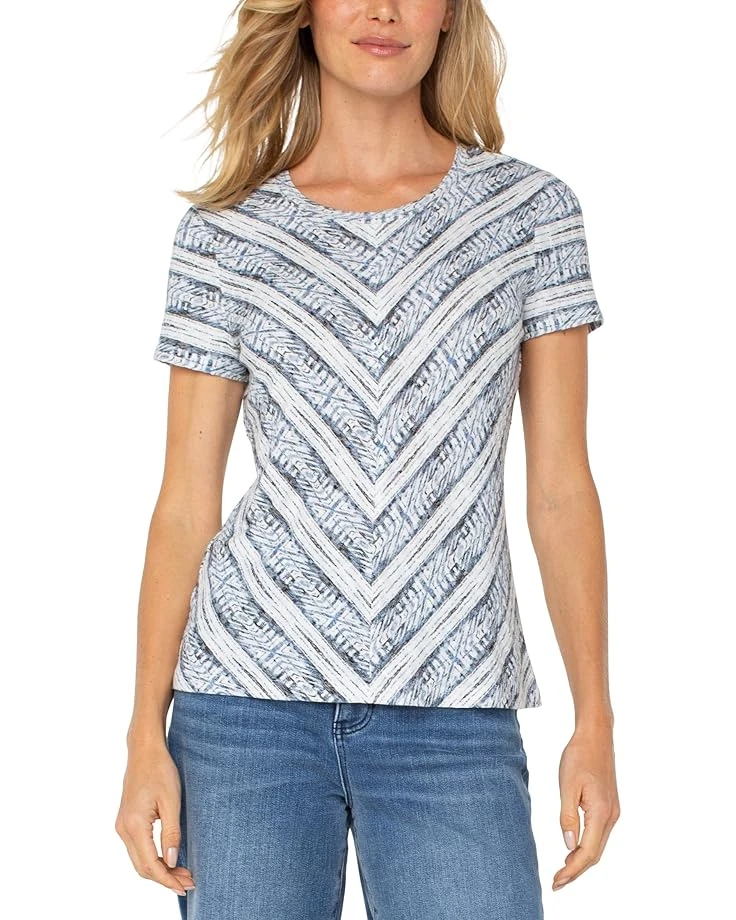 Liverpool Los Angeles Short Sleeve Scoop Neck Knit Top With Miter Front | Shirts & Tops 3 Liverpool Los Angeles Short Sleeve Scoop Neck Knit Top With Miter Front | Shirts & Tops