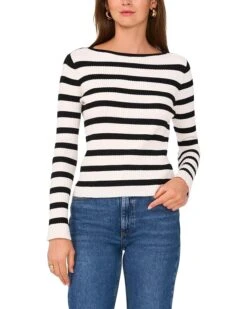 Vince Camuto Boatneck With Allover Stripe | Sweaters