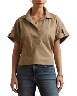 Lauren Ralph Lauren Cotton Blend Short Sleeve Camp Shirt | Shirts & Tops