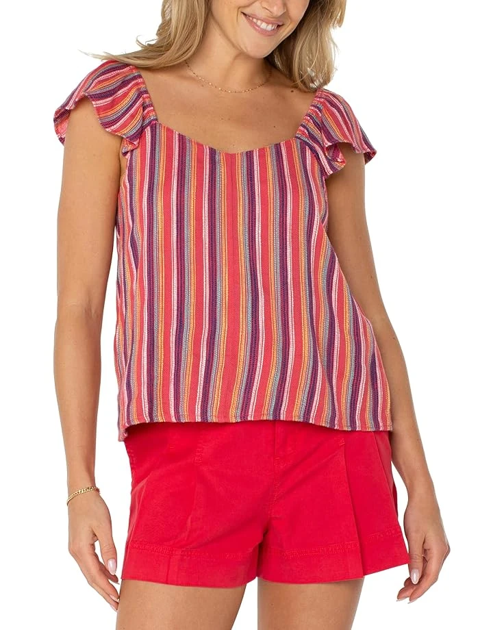 Liverpool Los Angeles Flutter Sleeve Woven Top With Ties | Shirts & Tops 3 Liverpool Los Angeles Flutter Sleeve Woven Top With Ties | Shirts & Tops