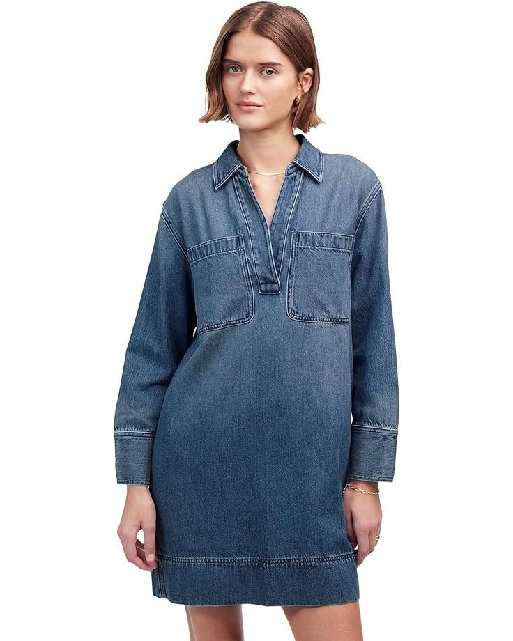 Madewell Long Sleeve Popover Mini Dress in Croswell | Dresses 3 Madewell Long Sleeve Popover Mini Dress in Croswell | Dresses