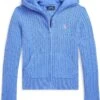 Polo Ralph Lauren Kids Mini-Cable Cotton Full-Zip Hoodie (Big Kid) | Hoodies & Sweatshirts